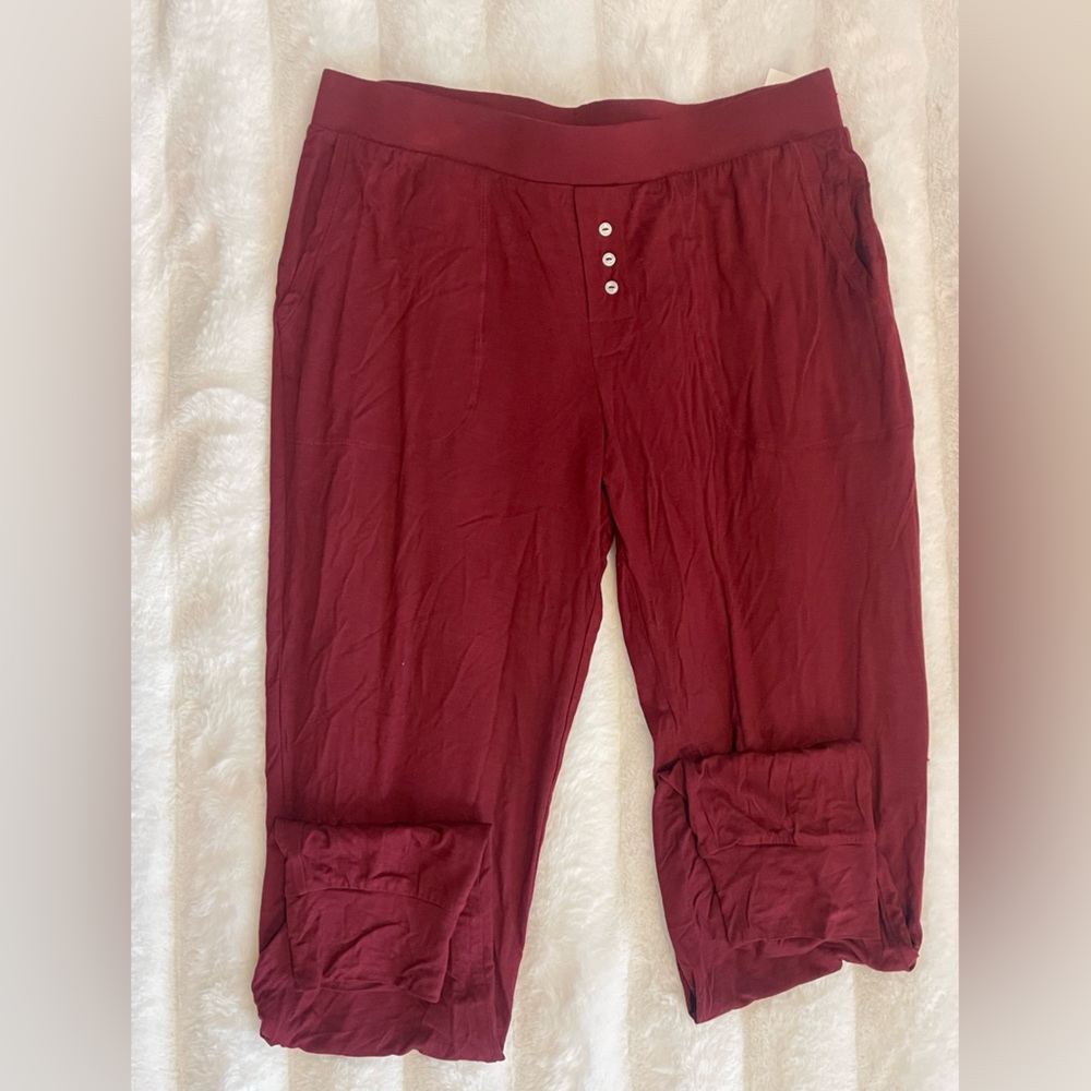 ALFANI Essentials Ultra-Soft Knit Jogger Pajama Pants Red Stone Sz Small - Picture 5 of 9